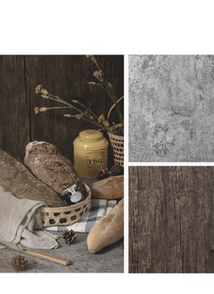 Generic 2 Pcs Boards Photo Backdrop For Flat Lay Food Photography Background 24x24 Inch (Black Walnut+Dark Gray)  - Image 4