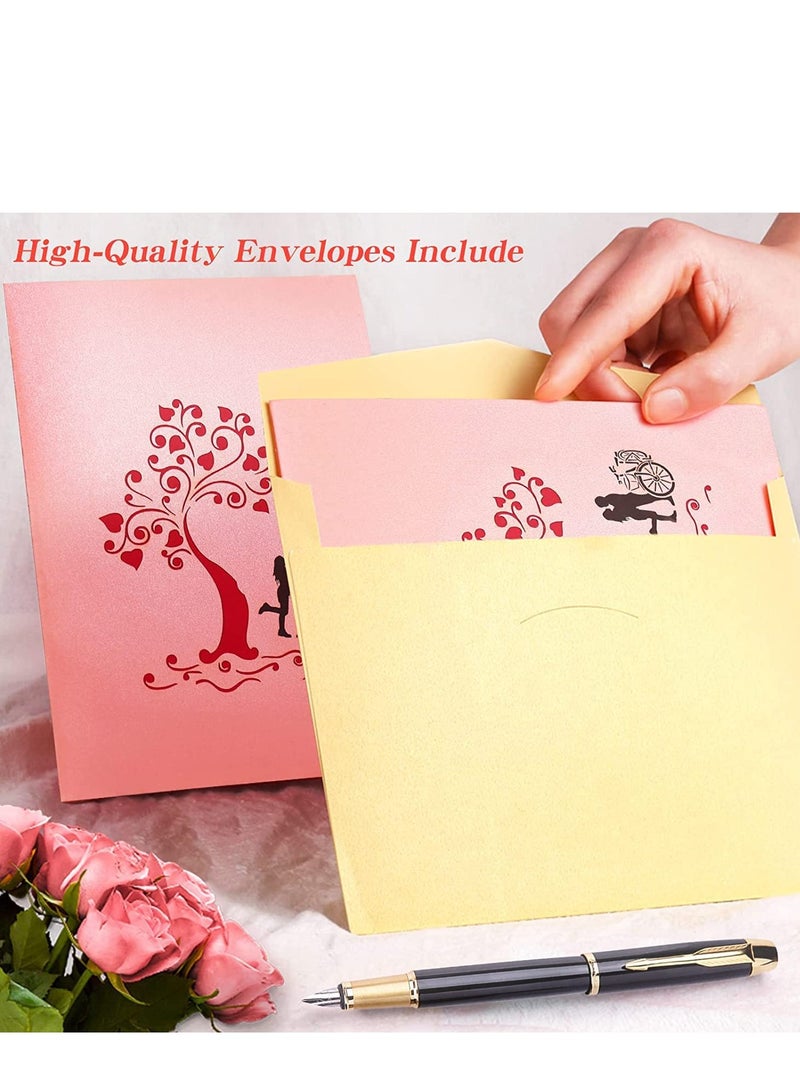 SOLARAE Love Tree Pop Up Card for Girlfriend Happy Romantic Birthday Wedding Thank You Cards 3D Up Handmade Proposal - Image 2