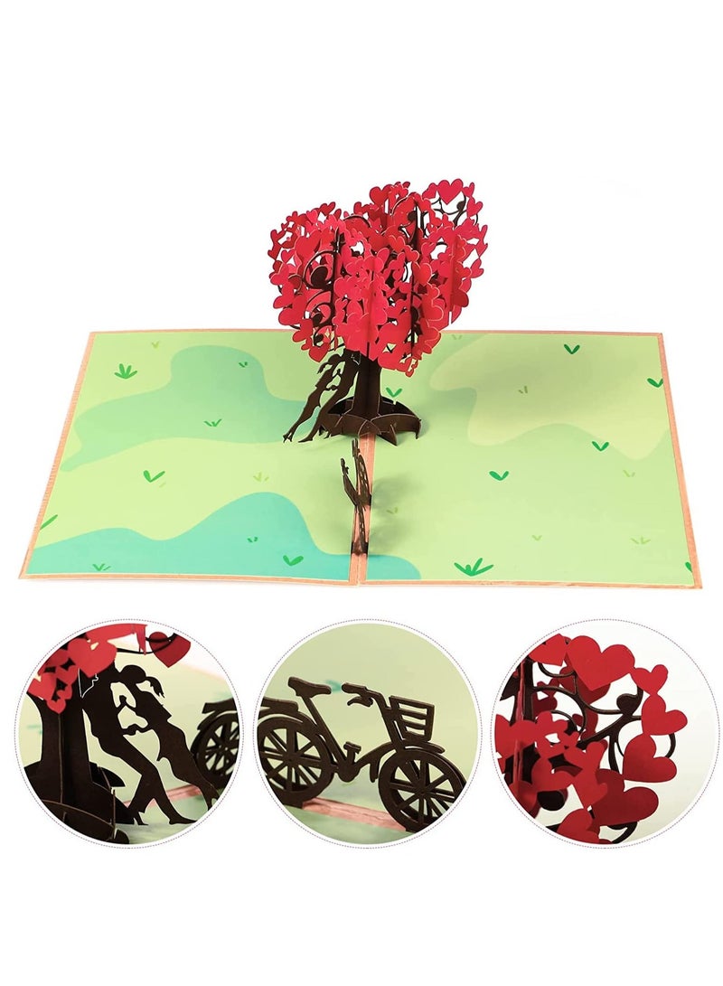 SOLARAE Love Tree Pop Up Card for Girlfriend Happy Romantic Birthday Wedding Thank You Cards 3D Up Handmade Proposal - Image 3