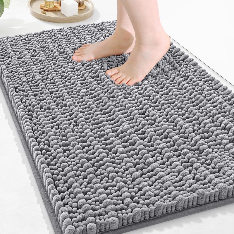 Arotive Luxury Bathroom Rugs 30x20, Extra Soft Thick Absorbent Shaggy Chenille Bath Rugs, Non-Slip Machine Wash Dry, Bath Mats for Bathroom Floor, Tub and Shower, Home Decor Accessories, Grey - Image 1