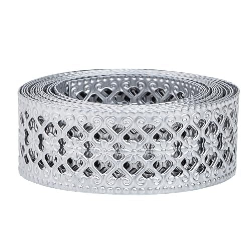 CraftyCrocodile Metal Ribbon for Decor Craft - Decorative Silver Trim for Crafting - 1 1/4" x 3 Yards Long - Image 1
