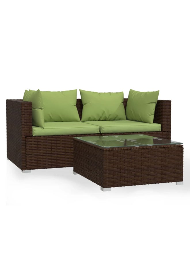 vidaxl 3 Piece Garden Lounge Set with Cushions Brown Poly Rattan 317554 - Image 1
