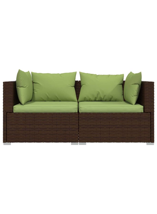 vidaxl 3 Piece Garden Lounge Set with Cushions Brown Poly Rattan 317554 - Image 4