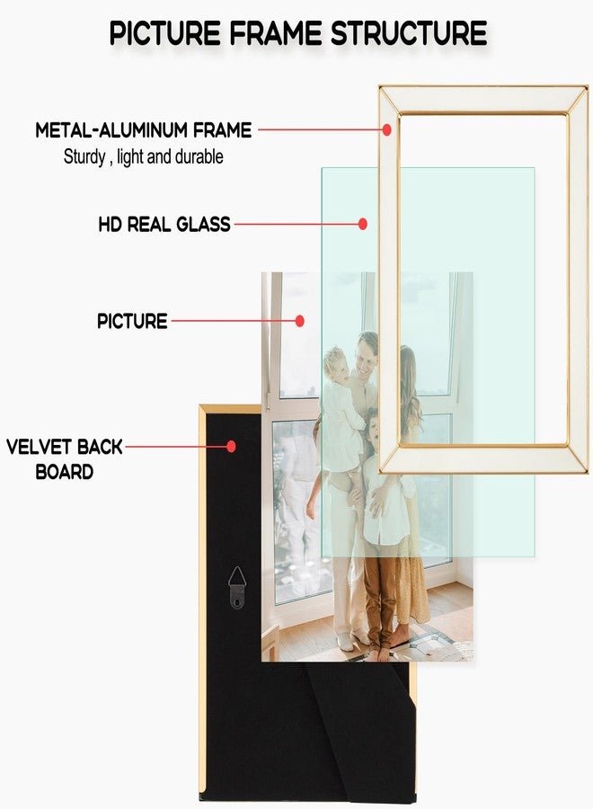 Frametory Enamel Picture Frame - 5x7 Gold Metal Edge White Enamel Picture Frame With Easel and Velvet Back for Tabletop Display, Bookshelf, 5x7 Wall Decoration, Photo Frames-2 Set - Image 4