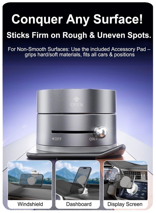 Ykt Vacuum Magnetic Phone Holder, Upgrade Reinforced 96LBS Strong Magnet Suction Cup Phone Mount, Foldable 360 Adjustable Vacuum Phone Stand Magnet with Metal Ring & Adhesive Pad for Car/Desktop - Image 3