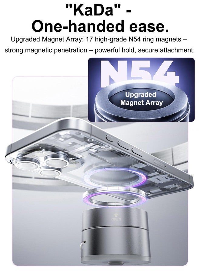 Ykt Vacuum Magnetic Phone Holder, Upgrade Reinforced 96LBS Strong Magnet Suction Cup Phone Mount, Foldable 360 Adjustable Vacuum Phone Stand Magnet with Metal Ring & Adhesive Pad for Car/Desktop - Image 4