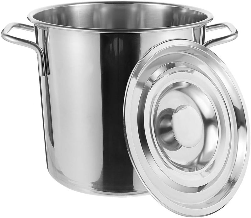 Stainless Steel Soup Bucket with Lid 25cm X 25cm Large Covered Boiling Stockpot 201 Stainless Steel Seafood Cooking Pot for Kitchen and Home Use - Image 1