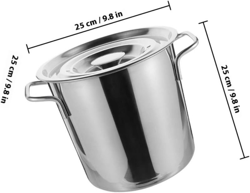 Stainless Steel Soup Bucket with Lid 25cm X 25cm Large Covered Boiling Stockpot 201 Stainless Steel Seafood Cooking Pot for Kitchen and Home Use - Image 2