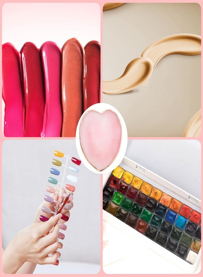 Waldd 2 Pcs Resin Nail Art Palette Nail Polish Palette with Spatula Nail Pallet for Nail Art Nail Polish Mixing Plate (Gray and pink) - Image 2