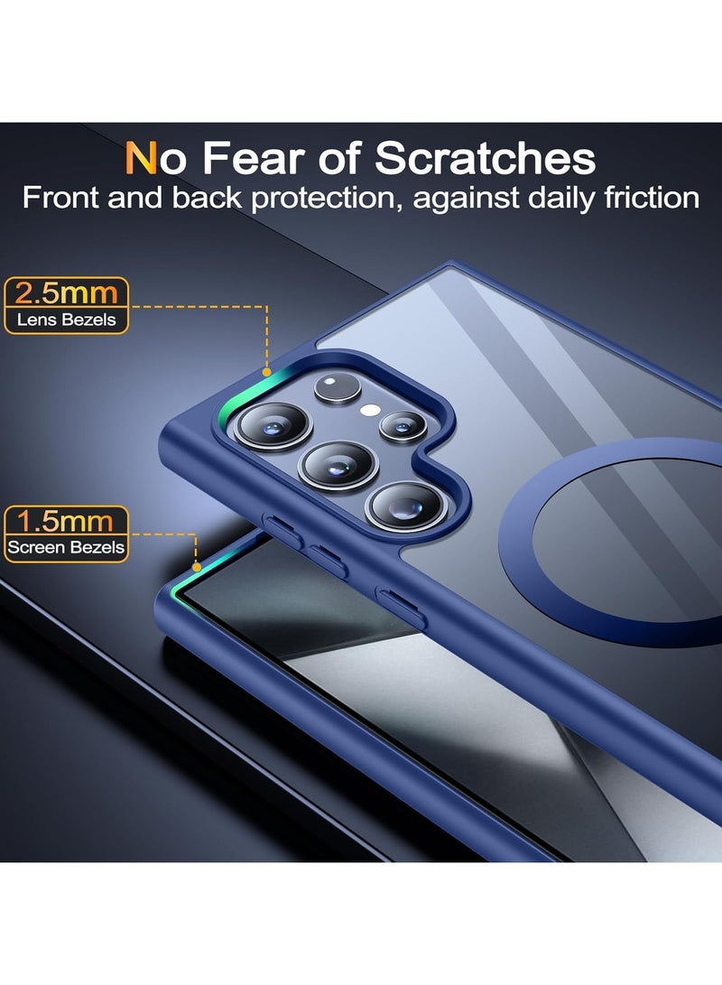 Denx Magnetic Case for Samsung S24 Ultra, Compatible with MagSafe, Plating Luxury Cover, Clear Soft TPU Shockproof Protective Phone Case, Compatible with Samsung S24 Ultra (Navy Blue) - Image 3