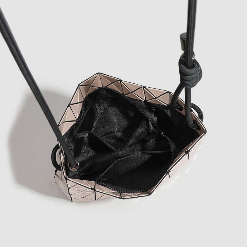 Japanese Style Small Square Rotten Bag Geometric Rhombic Drawstring Bag Fashionable Simple Shoulder Crossbody Handbag For Women - Image 5