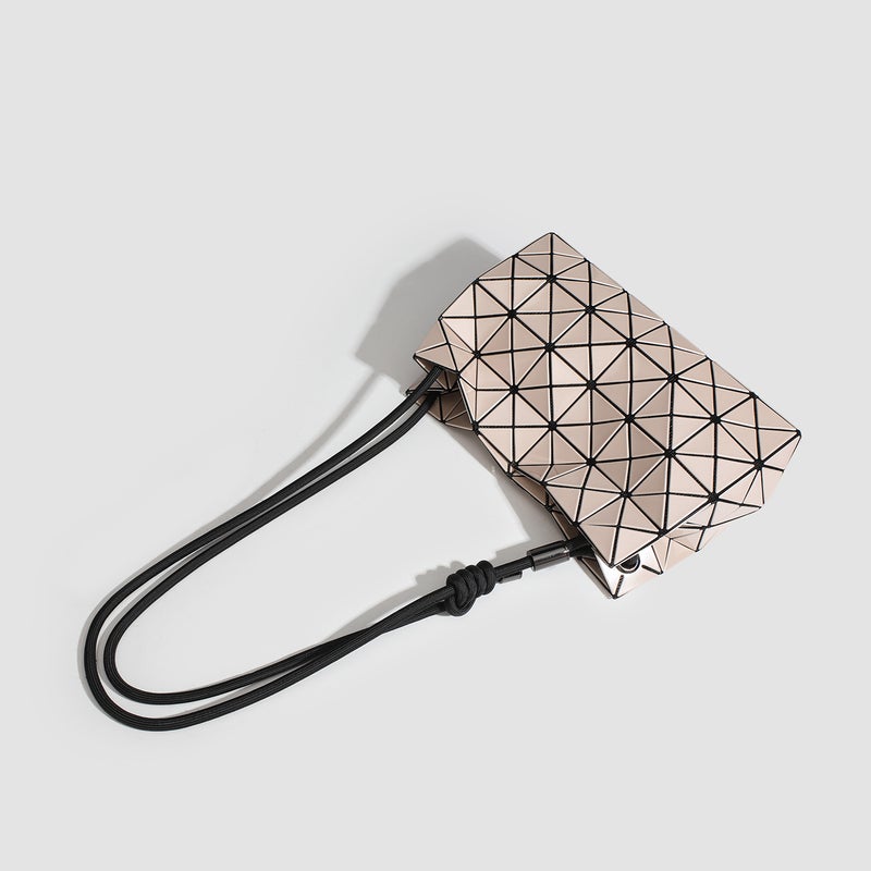 Japanese Style Small Square Rotten Bag Geometric Rhombic Drawstring Bag Fashionable Simple Shoulder Crossbody Handbag For Women - Image 4