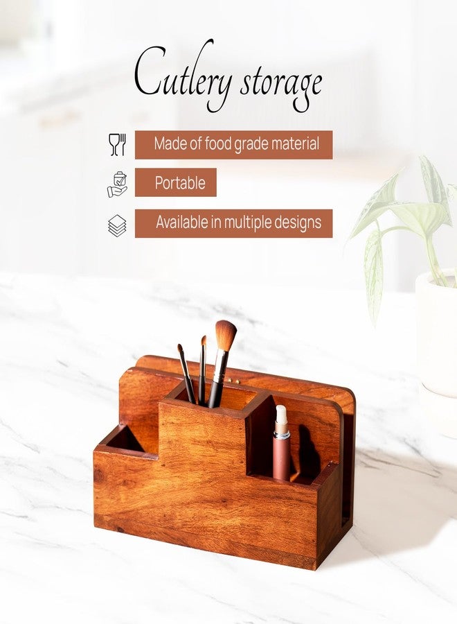 nestroots Wooden Napkin & Cutlery Holder Spoon stand for kitchen | 10 Inch Brown | Cutlery Holder for Dining Table | Wooden Caddy Storage Organiser Stand Caddy Holder | Stylish Kitchen Décor - Image 4
