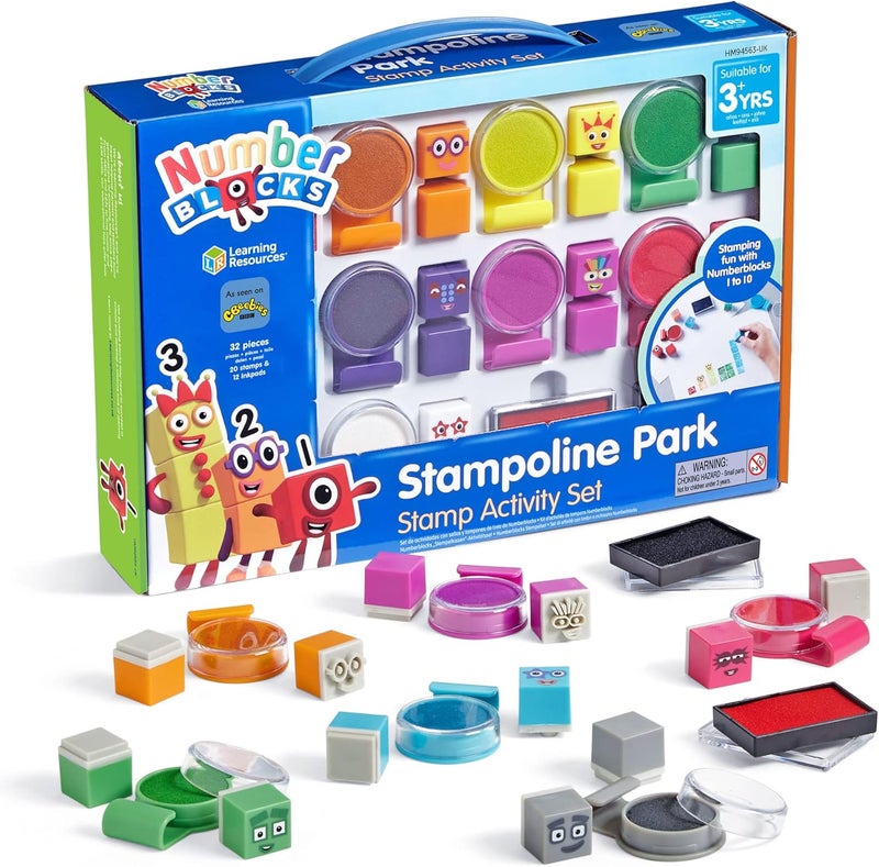 Learning Resources Numberblocks Stampoline Park Stamp Activity Set Numberblocks Colours Washable Inks Arts and Crafts Colour Blocks Hobby Art 32 Pieces Gifts for 3 4 5 6 7 Year Old Kids Boys & Girls - Image 1