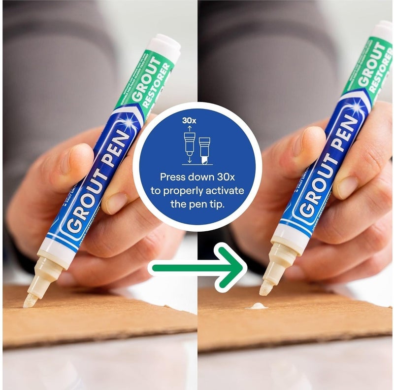 Rainbow Chalk Markers Limited قلم تجديد الفواصل العاجي رينبو 5 مم للبلاط – قلم إصلاح وتلوين الفواصل مقاوم للماء والعفن لتجديد فواصل بلاط الحمام والمطبخ والأرضيات والجدران بلون عاجي - Image 3