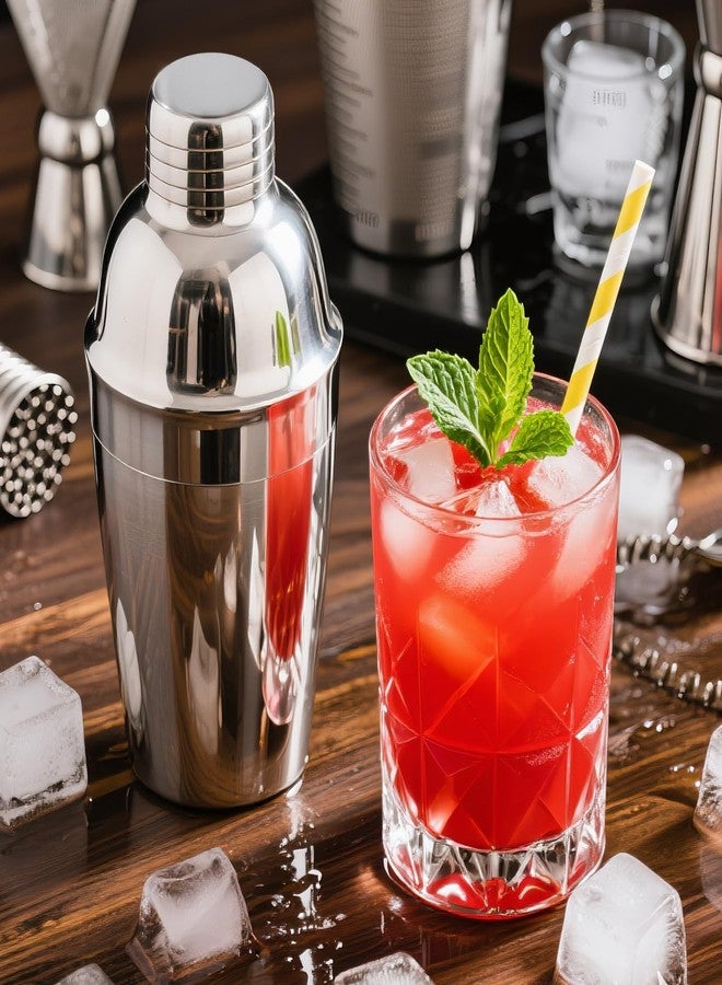JEUIHAU مجموعة JEUIHAU من 6 قطع، خلاط كوكتيل سعة 12 أونصة، خلاط مارتيني من الفولاذ المقاوم للصدأ مع مانع تسرب ومصفاة مدمجة، مناسب للبار المنزلي والحفلات - Image 4
