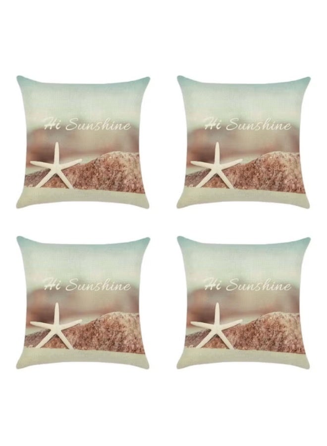 ريشا هوم Pack of 4 Beach Printed Cushion Covers 45x45cm – Cotton Blend Multicolour Decorative Cushion Cover for Sofa & Bedroom - Image 1