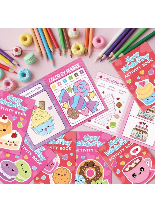 JAPBOR Valentine's Day Activity Coloring Books - 24PCS Mini Valentine Dessert Activities Color Book Bulk for Kid Party Favor, Sweet Food Small Colour Page for Birthday Gift Class Drawing Painting Game - Image 5