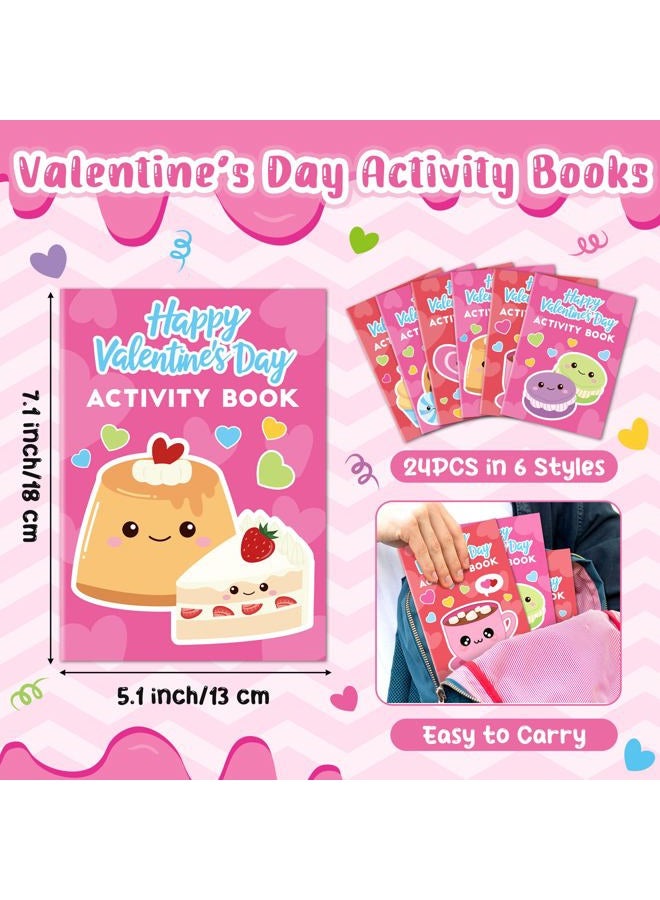 JAPBOR Valentine's Day Activity Coloring Books - 24PCS Mini Valentine Dessert Activities Color Book Bulk for Kid Party Favor, Sweet Food Small Colour Page for Birthday Gift Class Drawing Painting Game - Image 2