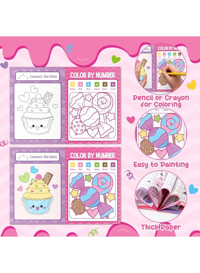 JAPBOR Valentine's Day Activity Coloring Books - 24PCS Mini Valentine Dessert Activities Color Book Bulk for Kid Party Favor, Sweet Food Small Colour Page for Birthday Gift Class Drawing Painting Game - Image 4