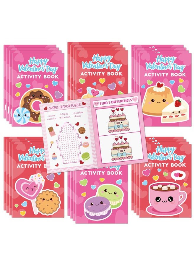JAPBOR Valentine's Day Activity Coloring Books - 24PCS Mini Valentine Dessert Activities Color Book Bulk for Kid Party Favor, Sweet Food Small Colour Page for Birthday Gift Class Drawing Painting Game - Image 1