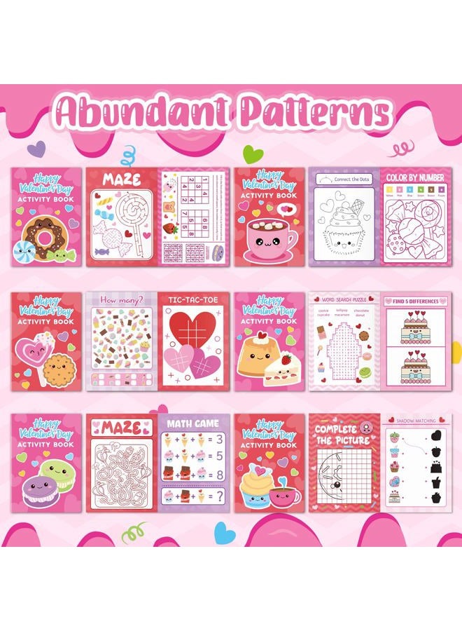 JAPBOR Valentine's Day Activity Coloring Books - 24PCS Mini Valentine Dessert Activities Color Book Bulk for Kid Party Favor, Sweet Food Small Colour Page for Birthday Gift Class Drawing Painting Game - Image 3