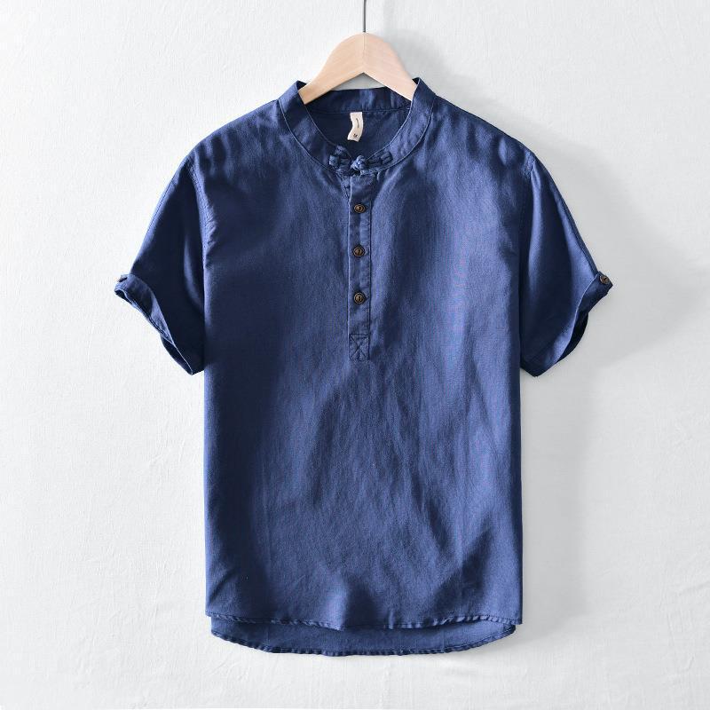 L3305 Simple Plain All-Match Short Shirt Men'S Casual Short-Sleeved T-Shirt Men'S One-Piece Hair - Image 1