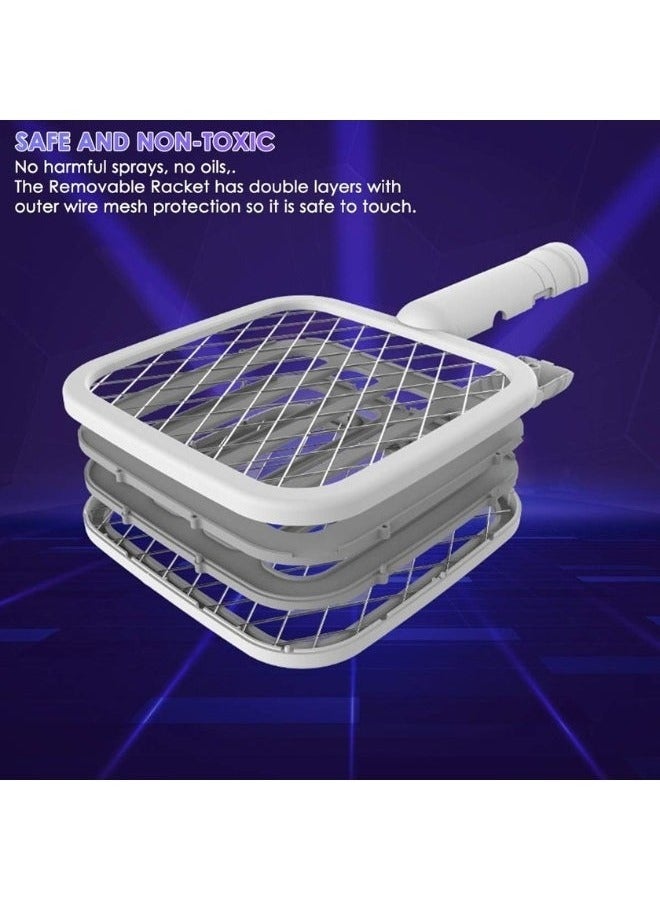 2 in 1 mosquito swatter with UV light. Can be placed on a stand or handheld. Charged via USB cable. - Image 2