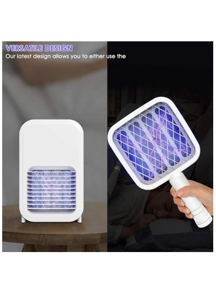 2 in 1 mosquito swatter with UV light. Can be placed on a stand or handheld. Charged via USB cable. - Image 5