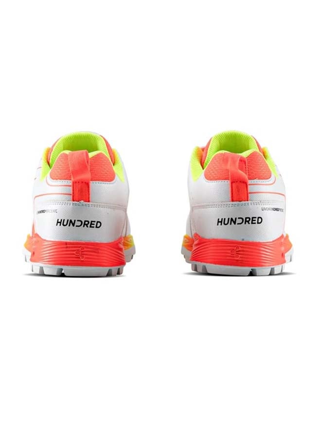 HUNDRED Pitch Force Limited Edition Cricket Shoes - White/Orange/Lime Green - Image 3