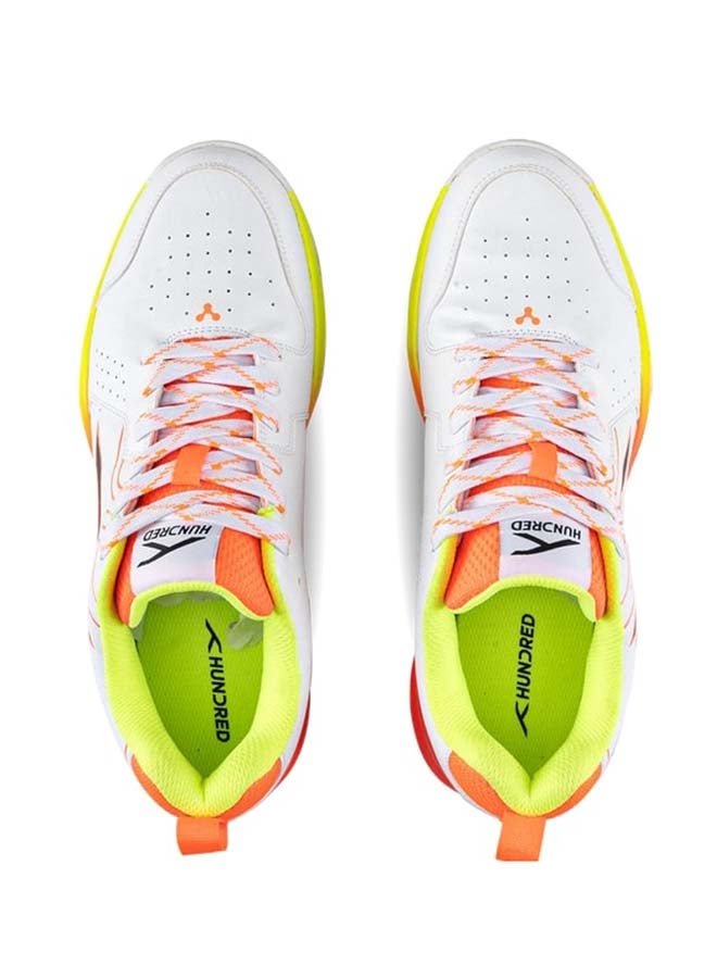 HUNDRED Pitch Force Limited Edition Cricket Shoes - White/Orange/Lime Green - Image 4