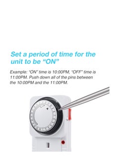 Excefore Timer Plug Socket, 24 Hour Programmable Mechanical Timer Plug Switch, Energy Saving UK Plug-in Indoor Timer Socket, for Lights, Indoor Lighting and Home Appliances (13A/3120W, 2 Pack)  - Image 4