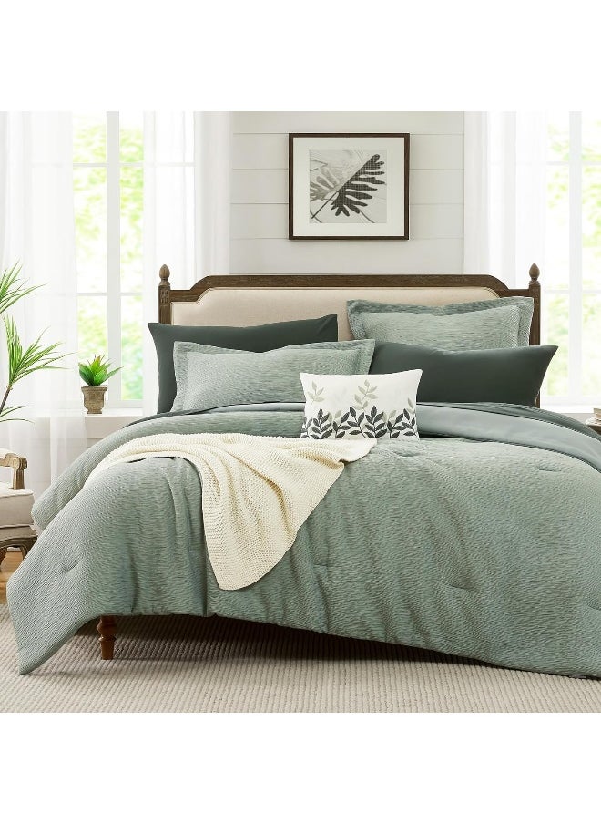 Generic MaiRêve Sage Green Comforter King Size, King Size Comforter Set Crinkle Design, All Season Comfortable King Bedding Set 7 Pieces with Sheets, Comforter, Pillowcases & Shams (King, 102"x90")  - Image 1