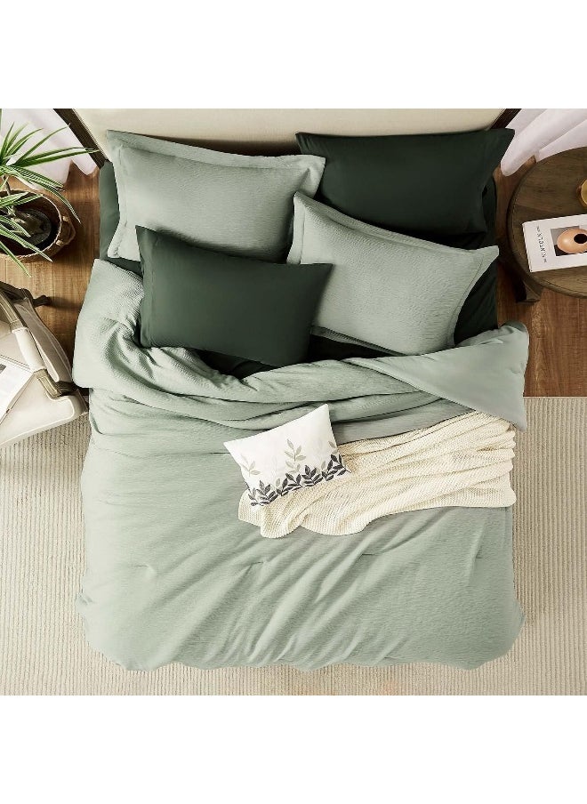 Generic MaiRêve Sage Green Comforter King Size, King Size Comforter Set Crinkle Design, All Season Comfortable King Bedding Set 7 Pieces with Sheets, Comforter, Pillowcases & Shams (King, 102"x90")  - Image 5
