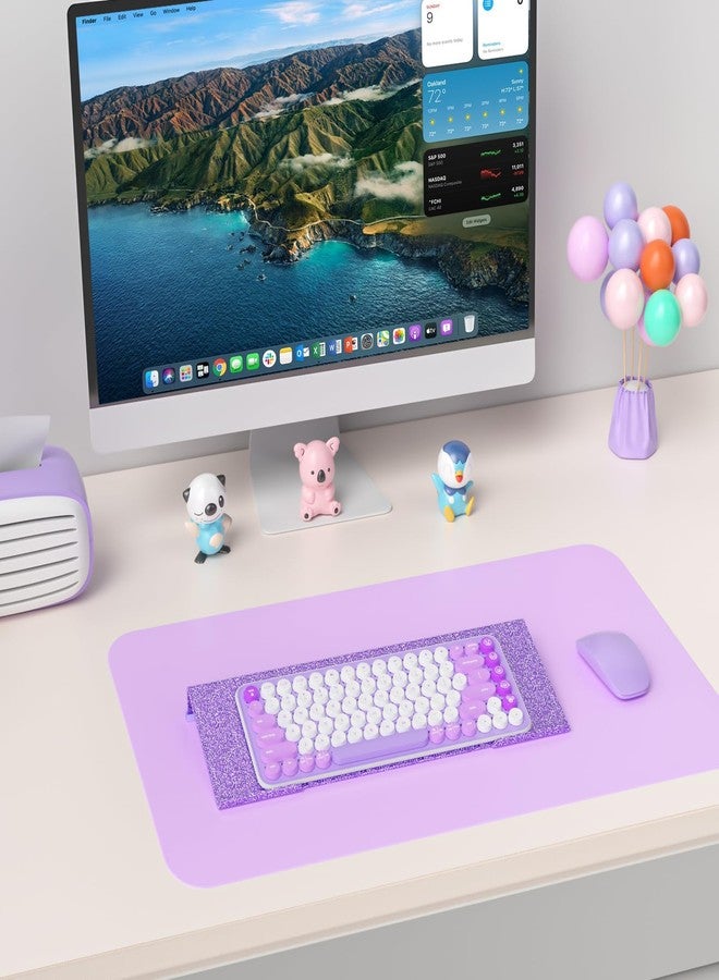 Rulyyo Ergonomic Computer Keyboard Stand - 17 Inch Glitter Purple Acrylic Keyboard Riser for Desk Tilted Keyboard Holder Tray with Non-Slip Strip for Home Office Easy Typing & Working - Image 3