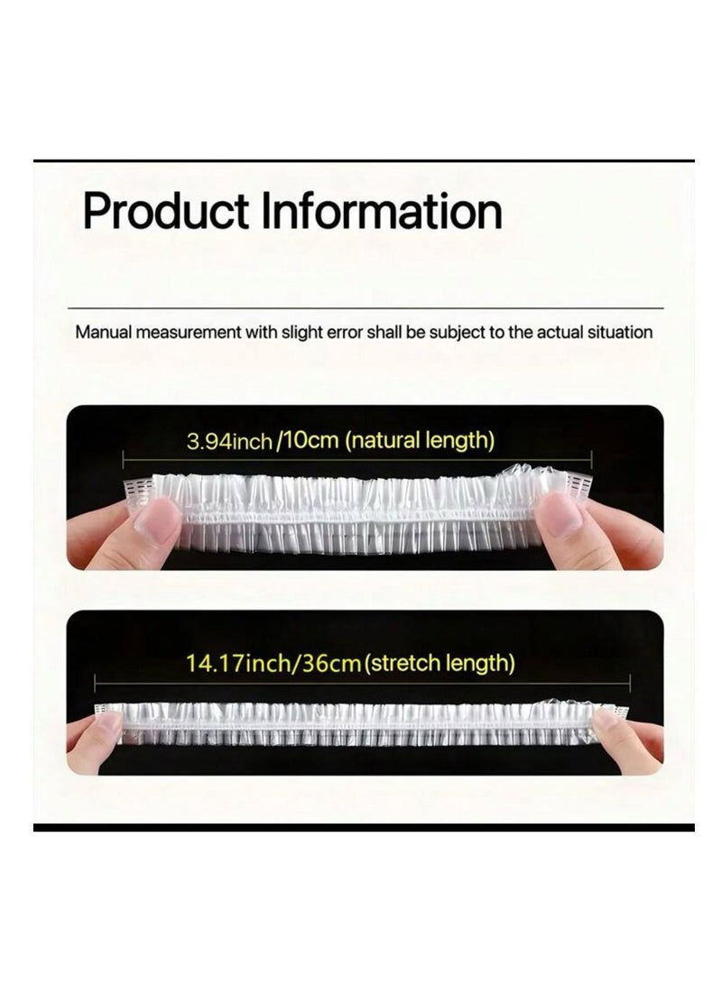 100 Piece Disposable Food Cap Durable Plastic Wrap Clear/White 36cm  - Image 2