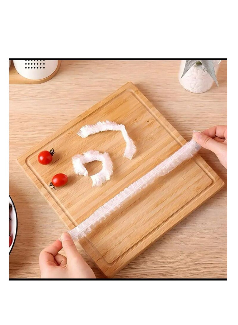 100 Piece Disposable Food Cap Durable Plastic Wrap Clear/White 36cm  - Image 3
