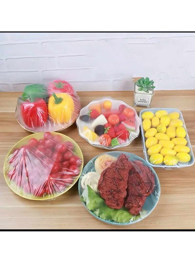100 Piece Disposable Food Cap Durable Plastic Wrap Clear/White 36cm  - Image 5