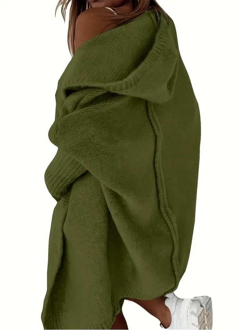 NIBEMINENT Oversized Hooded Knitted Cardigan, Long Sleeve Casual Sweater For Winter & Fall, Women's Clothing  - Image 1