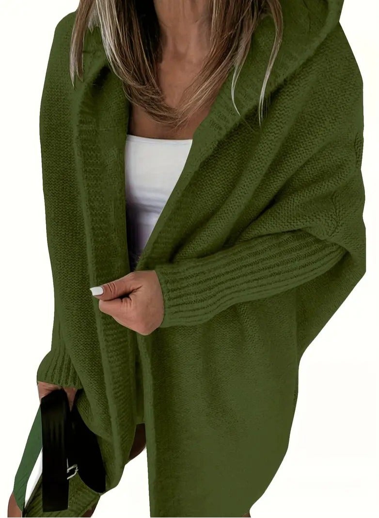 NIBEMINENT Oversized Hooded Knitted Cardigan, Long Sleeve Casual Sweater For Winter & Fall, Women's Clothing  - Image 3