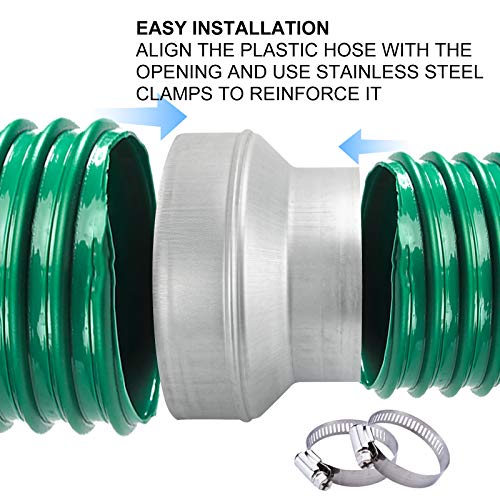 Kikerike Duct Reducter 10 to 6 Air Ducting Reducer Increaser Air Duct Adapter or Round Metal Pipe Reducer for Bathroom Kitchen Ventilation Systems - Image 4