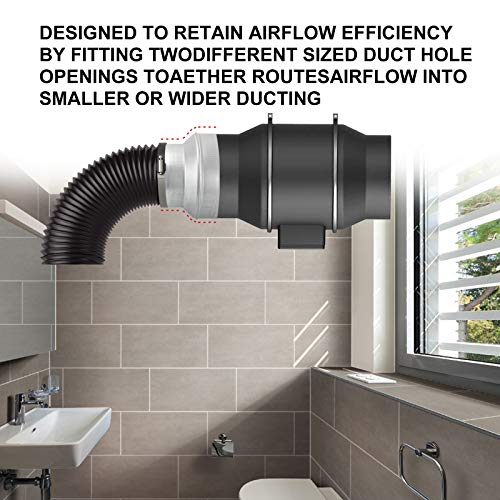 Kikerike Duct Reducter 10 to 6 Air Ducting Reducer Increaser Air Duct Adapter or Round Metal Pipe Reducer for Bathroom Kitchen Ventilation Systems - Image 3