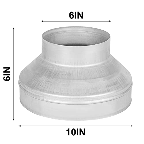 Kikerike Duct Reducter 10 to 6 Air Ducting Reducer Increaser Air Duct Adapter or Round Metal Pipe Reducer for Bathroom Kitchen Ventilation Systems - Image 2