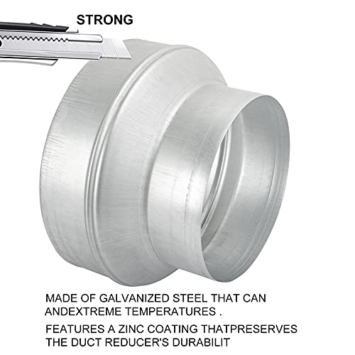 Kikerike Duct Reducter 10 to 6 Air Ducting Reducer Increaser Air Duct Adapter or Round Metal Pipe Reducer for Bathroom Kitchen Ventilation Systems - Image 5