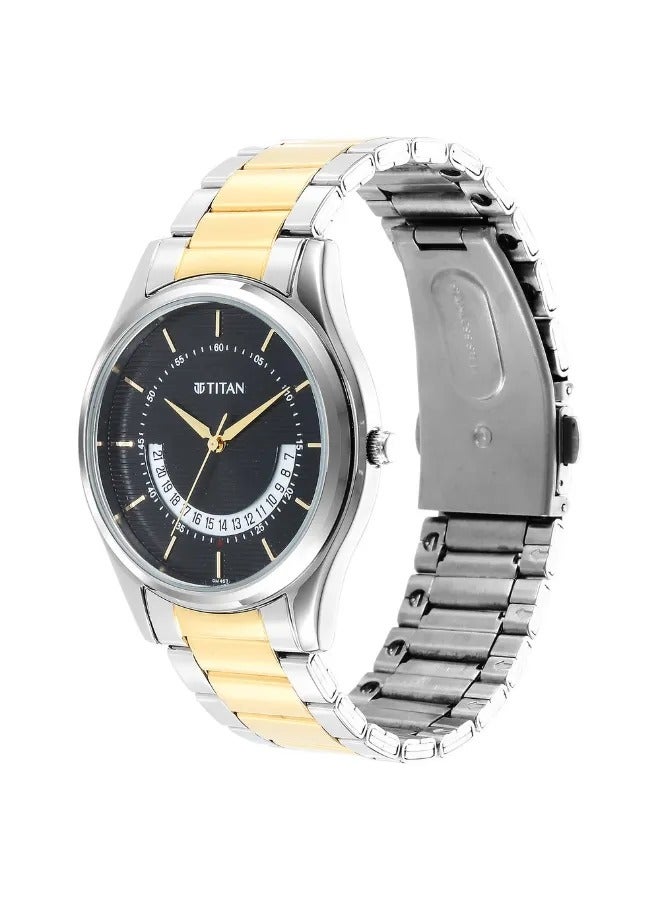 TITAN ساعة يد رجالية تناظرية دائرية الشكل من الفولاذ المقاوم للصدأ - 1713BM02 - 47.4 مم - Image 4