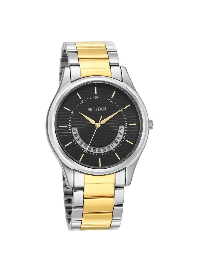 TITAN ساعة يد رجالية تناظرية دائرية الشكل من الفولاذ المقاوم للصدأ - 1713BM02 - 47.4 مم - Image 2