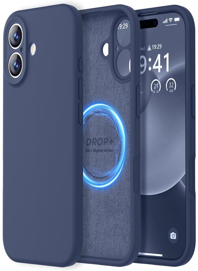 LOVE 3000 جراب LOVE 3000 مصمم خصيصًا لهاتف iPhone 17، مصنوع من السيليكون الفاخر [متوافق مع Magsafe] [بطانة داخلية ناعمة من الألياف الدقيقة المقاومة للخدش] جراب حماية مقاوم للصدمات للهاتف للرجال والنساء، مقاس 6.3 بوصة، لون أزرق داكن - Image 1