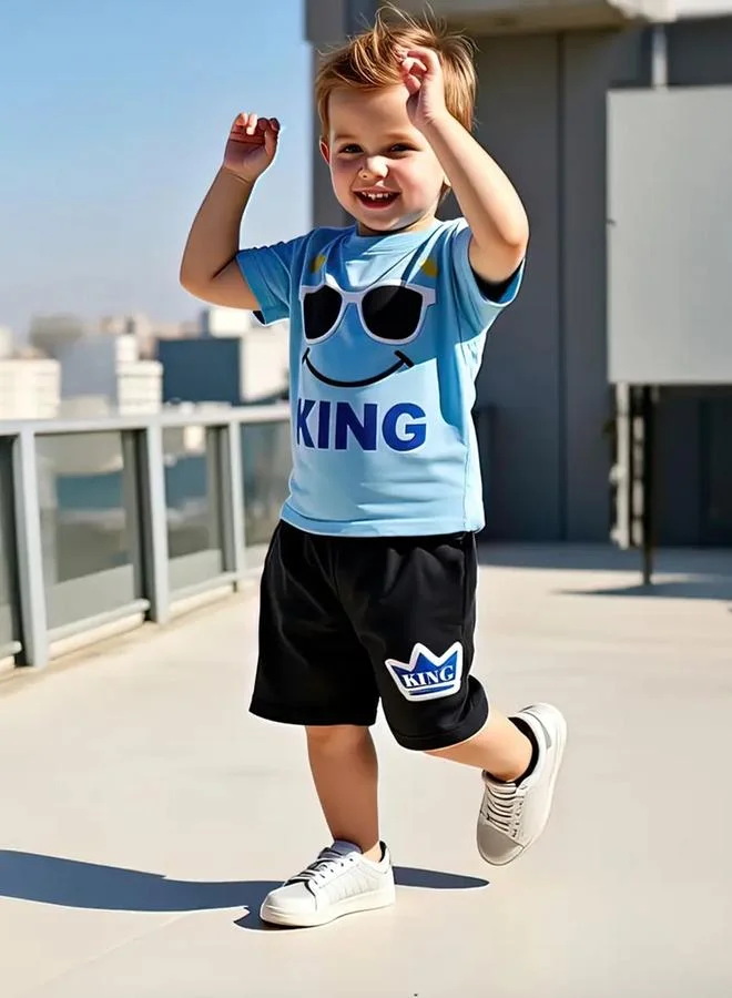 تايك تو Take Two Boys Applique Graphic Print T-Shirt and Shorts Set