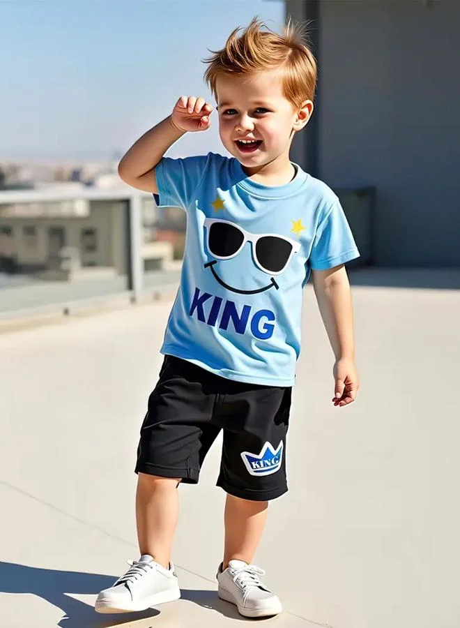 تايك تو Take Two Boys Applique Graphic Print T-Shirt and Shorts Set
