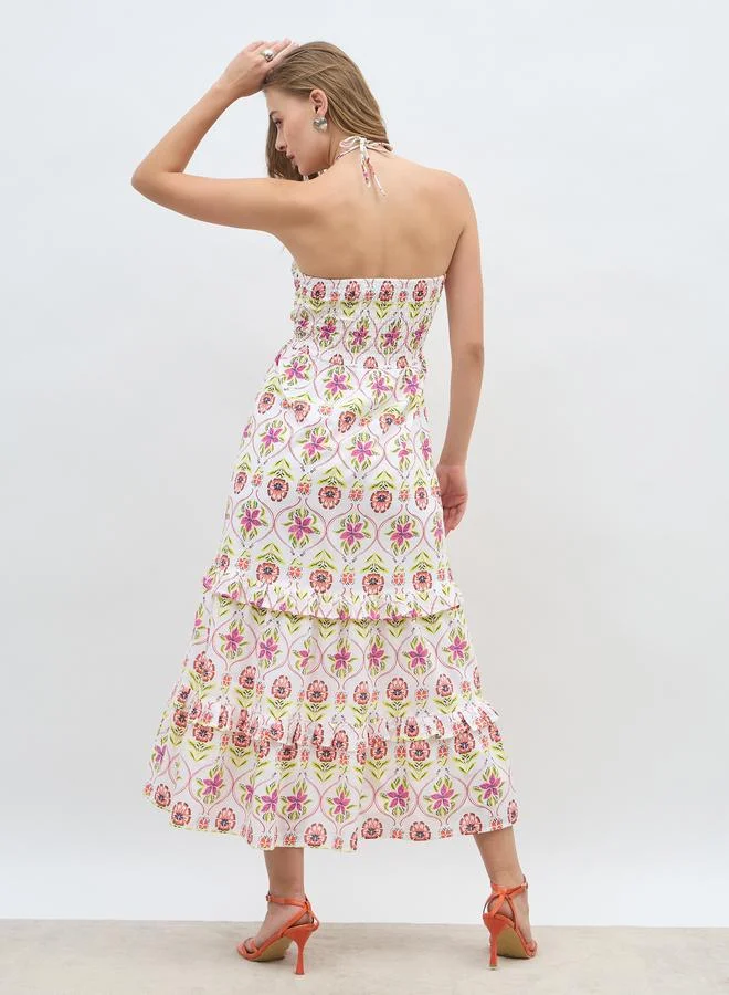 Styli Floral Halter Midi Dress